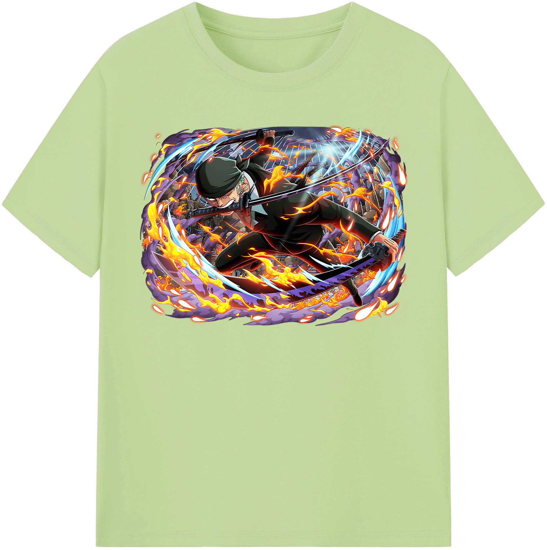 ワンピース ロロノア・ゾロ ONE PIECE Roronoa Zoro 綿100％半袖Tシャツ（フロントプリント）